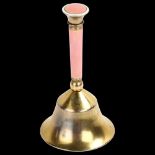 An American sterling silver-gilt and pink enamel dinner bell, Foster & Bailey of Rhode Island, circa