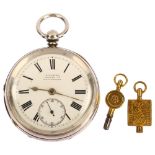 H SAMUEL - a 19th century silver open-face key-wind pocket watch, white enamel dial with Roman