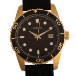 BULOVA - a gold plated stainless steel Classic Sports quartz wristwatch, ref. 98B261, black dial