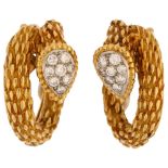 ATTRIBUTED TO BOUCHERON - a pair of 18ct gold diamond 'Serpent Boheme' clip-on earrings, set with