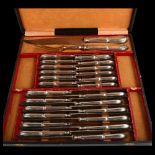 A French silver plated knife and serving set for 12 people, maker's marks SFAA, carving knife