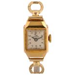 RECORD - a lady's 9ct gold mechanical wristwatch, silvered dial with black Arabic numerals, blued