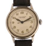 GIRARD-PERREGAUX - a stainless steel Sea-Hawk mechanical wristwatch, circa 1950s, silvered dial with