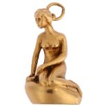 BERNHARD HERTZ - a Danish 14ct gold Little Mermaid charm/pendant, height 9.3g No damage or repair,