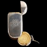 A late Victorian silver oblong combination sovereign and Vesta case, plain form with gilt