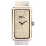 ROY KING - a lady's sterling silver quartz bangle watch, textured silver dial with textured bangle