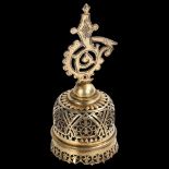 A Russian cast 84 zolotnik standard silver-gilt dinner bell, maker's marks AM of Moscow, circa 1910,