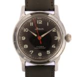 STOWA - a Vietnam War Period French Army stainless steel mechanical wristwatch, circa 1950s, black