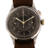 LEMANIA - a Second World War Period stainless steel mechanical single button chronometer wristwatch,