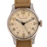 LONGINES - a Second World War Period stainless steel mechanical wristwatch, ref. 1247, circa
