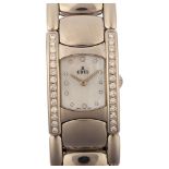 EBEL - a lady's stainless steel Beluga Manchette diamond quartz bracelet watch, ref. 9057A28-10,