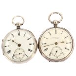 2 x 19th century silver open-face key-wind pocket watches, including example by Cahoon Brothers of