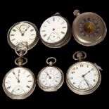 6 English hallmarked silver-cased pocket watches (A/F)