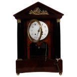 A 19th century mahogany and walnut cased Biedermeier bracket clock with 8-day repeat movement