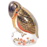 A Royal Crown Derby Kingfisher design paperweight with gold stopper, H11cm