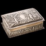 A George VII rectangular silver box, with allover repousse decoration, hallmarks for London 1902,