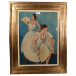 Oil on board, study of ballerinas, unsigned, 22cm x 16cm, framed