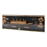 TITANIC - a modern glass-cased diorama of the Titanic, diorama includes sectional model of the