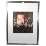 A limited edition framed lithograph, entitled "Three Figurines and a Painting", by Martin Recton