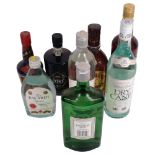 A bottle of White Rum, Port, Glayva Scotch liqueur, Gin etc