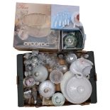 Cheese dome, glassware, boxed Arcoroc punch set etc
