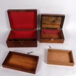 A mahogany box with fitted interior and key, 30cm across, and an inlaid Victorian box with key