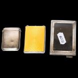 A George V engine turned silver and yellow enamelled matchbox case, a small rectangular silver-