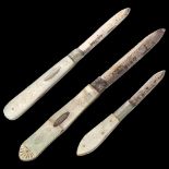 3 silver-bladed and mother-of-pearl handled fruit knives