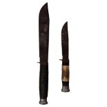 2 various hunting knives, including 1 by William Rogers, with woven handle, 34cm
