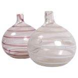 2 swirl glass vases, originally retailed by Woolworths, H17.5cm