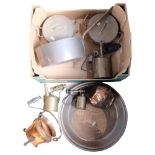 Blow torches, copper pan with iron handle, tray, copper pot and cover