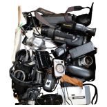 A large quantity of various cameras and video recorder, to include Panasonic JTS25-04 video