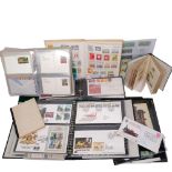 2 albums of First Day Covers, cigarette cards, Bluebell Railway train tickets, stamp albums etc (