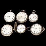 6 Continental silver-cased pocket watches (A/F)