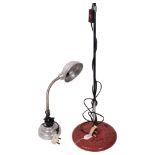 A Vintage chrome and painted metal 2-branch standard lamp with adjustable arms, H133cm, and a