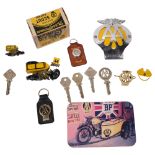 A collection of AA memorabilia, including a boxed Scout patrol motorcycle and sidecar with rider, AA