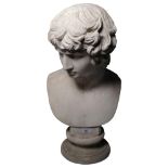 A white painted plaster bust of David, H64cm