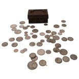 A collection of pre-1947 silver coins, including half crowns (10oz)