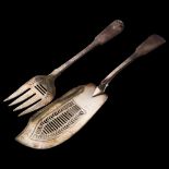 A Victorian silver fish slice and similar silver serving fork, 7.8oz