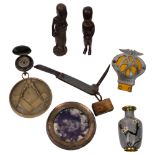 A group of various items, to include 2 African carved figures, an early 20th century jack knife by