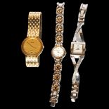 A lady's Accurist quartz wristwatch, bi-metal cased, working order, a lady's Tissot quartz