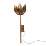 A contemporary cast-bronze wall light in the form of a flowerhead, with LED bulb, L50cm