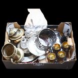 Plated goblets, cutlery, Champagne bucket, serving trays etc (boxful)