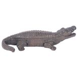 Vintage patented cast-iron crocodile desk tidy, L24cm