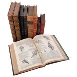 3 volumes half leather-bound English Cyclopaedia - Natural History, and 6 other Antique hardback