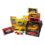 A quantity of boxed diecast vehicles, including Burago, Maisto Supercar Collection, and Shell