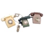 2 x 1960s plastic dial telephones, and another