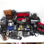 A quantity of mixed cameras and equipment, including a Minolta zoom 35-88mm lens, a Minolta 80-200mm