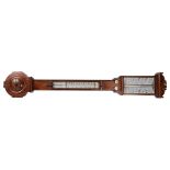 JAMES BROWN, GLASGOW - a carved oak-cased combination barometer and thermometer, L105cm