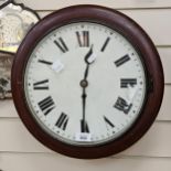 A G.P.O wall-hanging station clock, with associated pendulum, no key